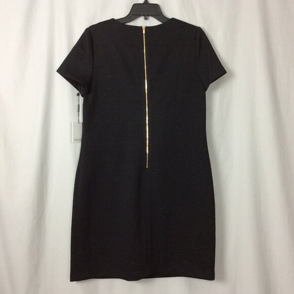 Calvin Klein Sheath Dress Embossed Floral Black 12 Career Academia NWT - Picture 2 of 6